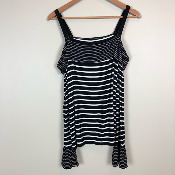 WHBM Striped Off the Shoulder Flare Sleeve Top - Picture 6 of 7
